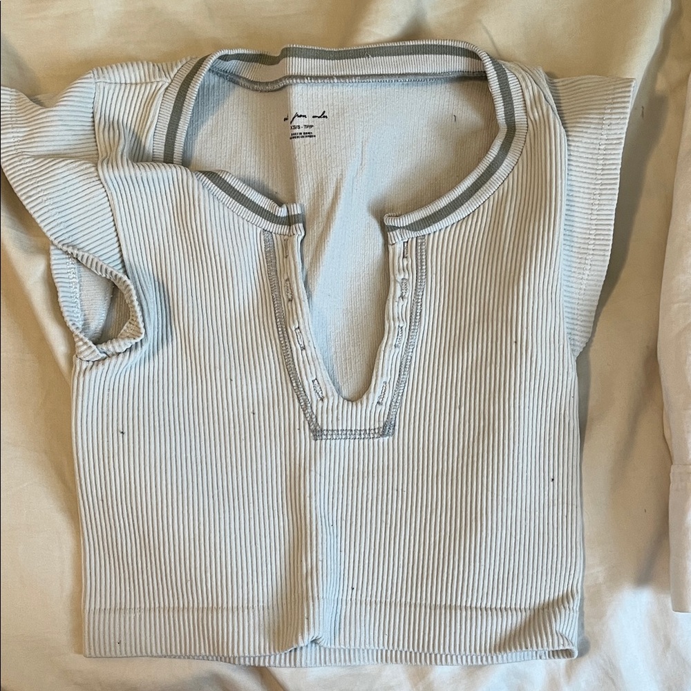 Urban Outfitters Cream Ribbed Tank with Gray Trim